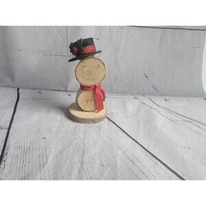 Wood Slice Handmade Rustic Snowman Hat Shelf Sitter Countrycore Farmhouse New